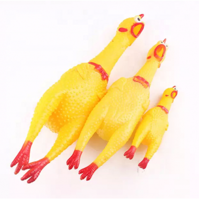 Screaming Yellow Rubber Chicken Squeaky Pet Dog Rubber Chew Toy